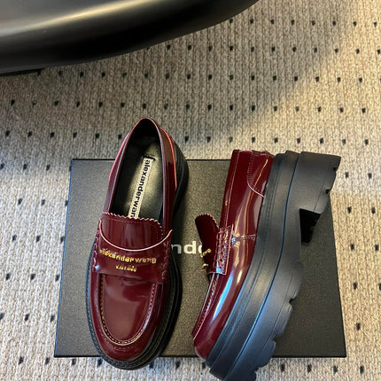 CARTER PLATFORM 75 MM LOAFER IN BURGUNDY RED LAMBSKIN