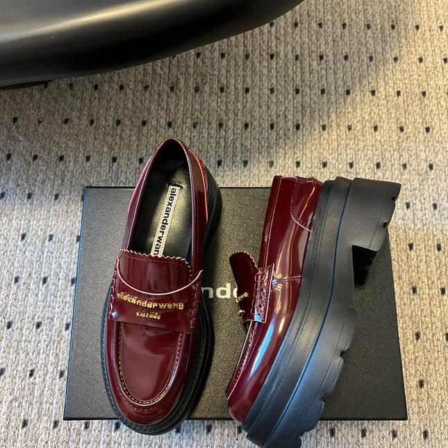 CARTER PLATFORM 75 MM LOAFER IN BURGUNDY RED LAMBSKIN