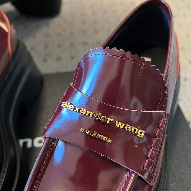CARTER PLATFORM 75 MM LOAFER IN BURGUNDY RED LAMBSKIN
