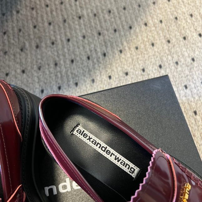 CARTER PLATFORM 75 MM LOAFER IN BURGUNDY RED LAMBSKIN