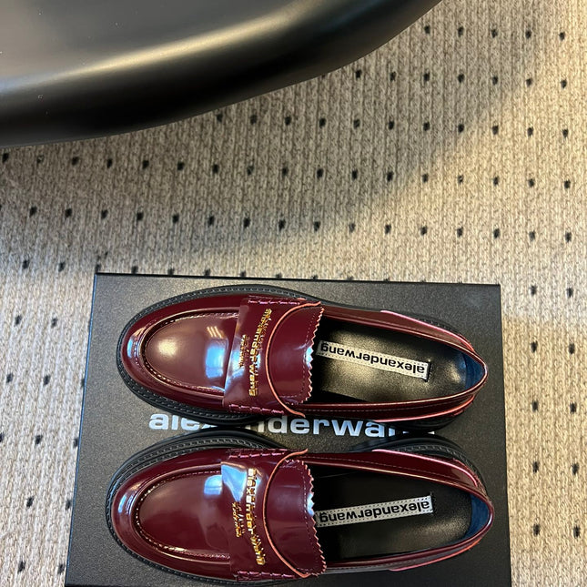 CARTER PLATFORM 75 MM LOAFER IN BURGUNDY RED LAMBSKIN