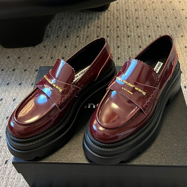 CARTER PLATFORM 75 MM LOAFER IN BURGUNDY RED LAMBSKIN