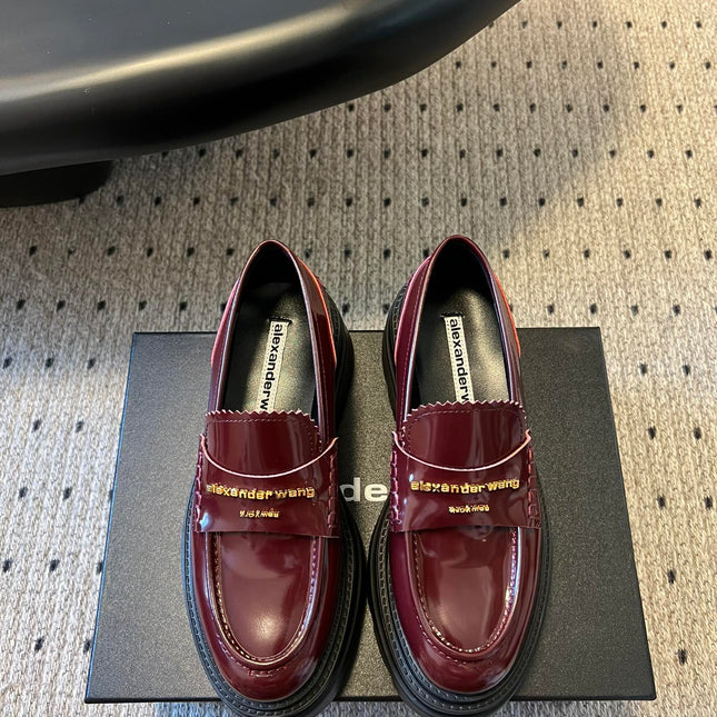 CARTER PLATFORM 75 MM LOAFER IN BURGUNDY RED LAMBSKIN