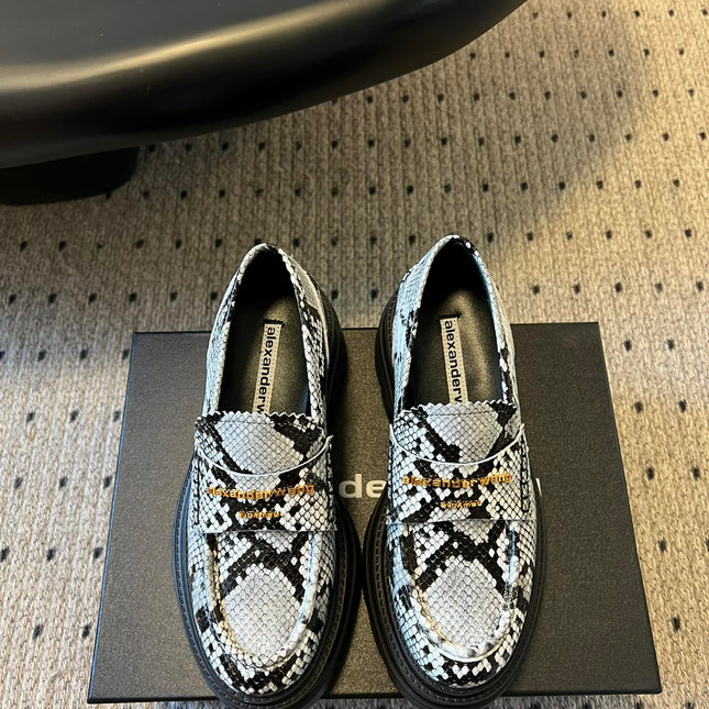 CARTER PLATFORM 75 MM LOAFER IN BLACK MIX WHITE GRAINED LAMBSKIN