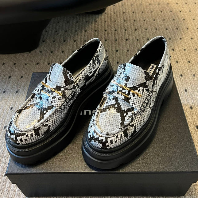 CARTER PLATFORM 75 MM LOAFER IN BLACK MIX WHITE GRAINED LAMBSKIN