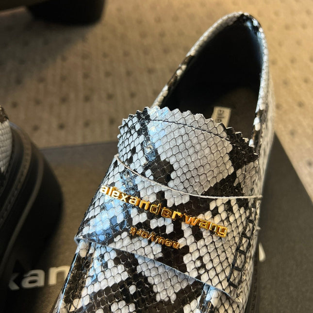 CARTER PLATFORM 75 MM LOAFER IN BLACK MIX WHITE GRAINED LAMBSKIN