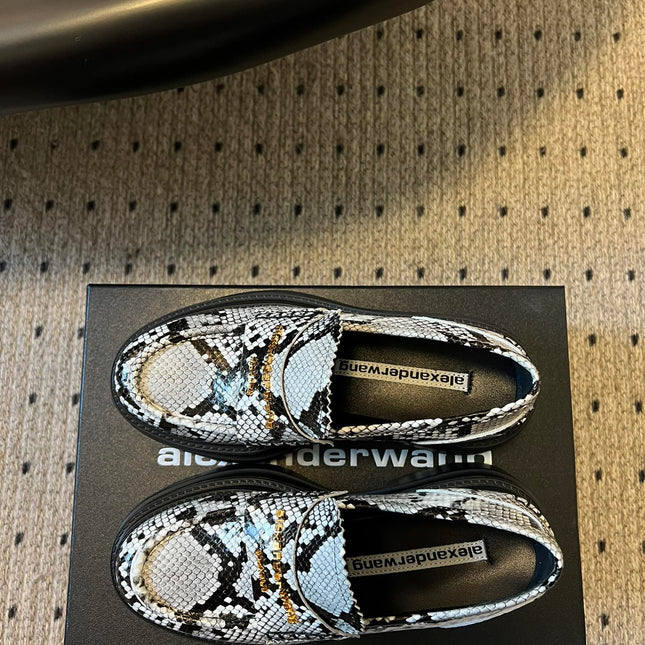 CARTER PLATFORM 75 MM LOAFER IN BLACK MIX WHITE GRAINED LAMBSKIN