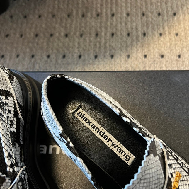 CARTER PLATFORM 75 MM LOAFER IN BLACK MIX WHITE GRAINED LAMBSKIN