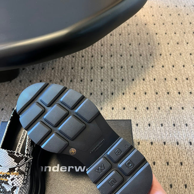 CARTER PLATFORM 75 MM LOAFER IN BLACK MIX WHITE GRAINED LAMBSKIN