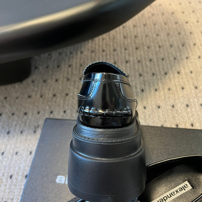 CARTER PLATFORM 75 MM LOAFER IN BLACK LAMBSKIN