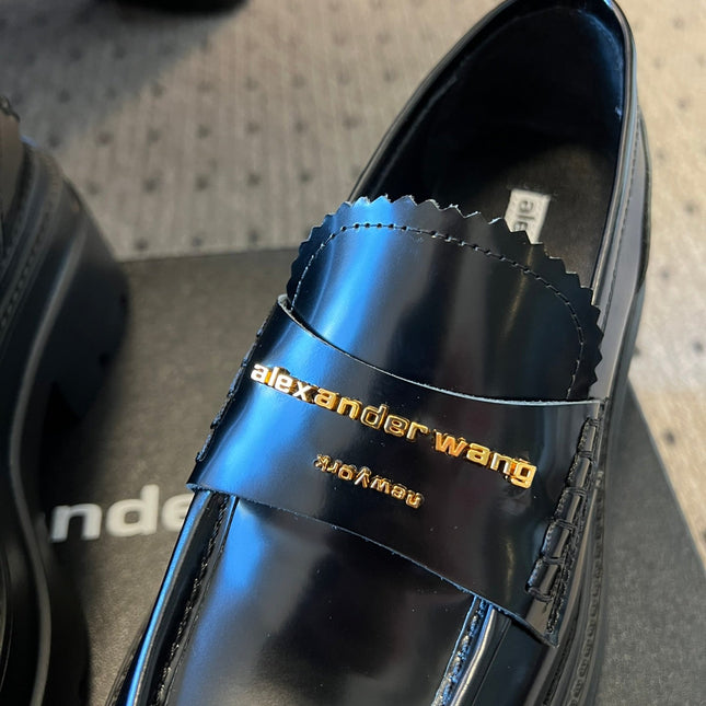 CARTER PLATFORM 75 MM LOAFER IN BLACK LAMBSKIN