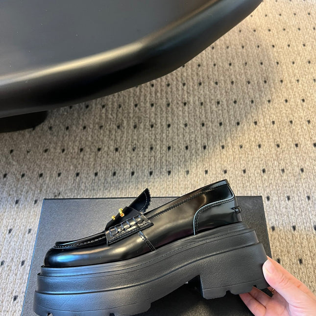 CARTER PLATFORM 75 MM LOAFER IN BLACK LAMBSKIN