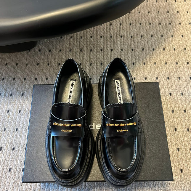 CARTER PLATFORM 75 MM LOAFER IN BLACK LAMBSKIN