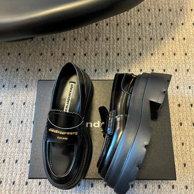 CARTER PLATFORM 75 MM LOAFER IN BLACK LAMBSKIN