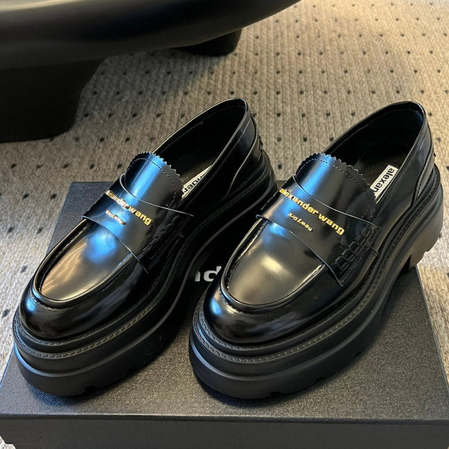 CARTER PLATFORM 75 MM LOAFER IN BLACK LAMBSKIN