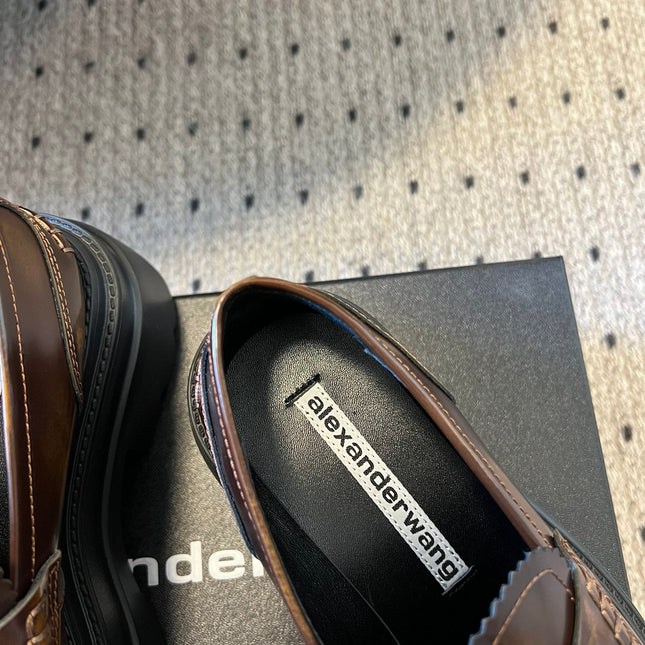 CARTER PLATFORM 75 MM LOAFER IN CHOCOLATE BROWN LAMBSKIN