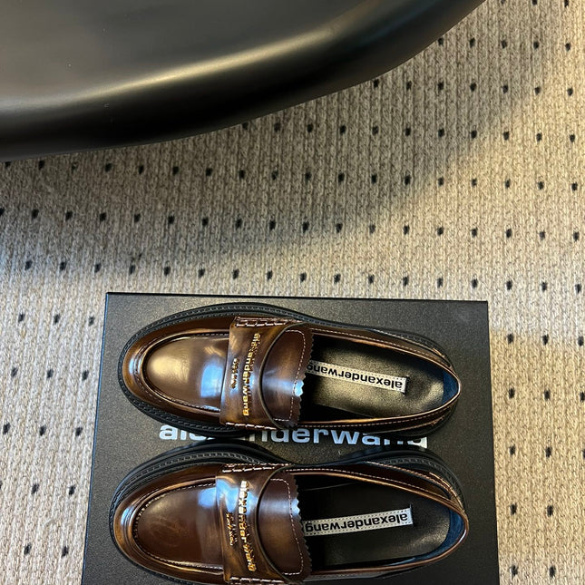 CARTER PLATFORM 75 MM LOAFER IN CHOCOLATE BROWN LAMBSKIN