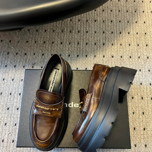 CARTER PLATFORM 75 MM LOAFER IN CHOCOLATE BROWN LAMBSKIN