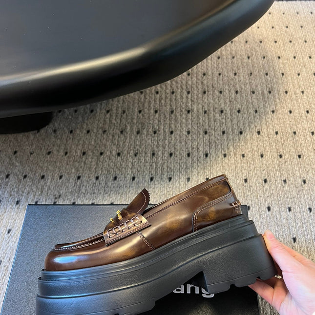 CARTER PLATFORM 75 MM LOAFER IN CHOCOLATE BROWN LAMBSKIN