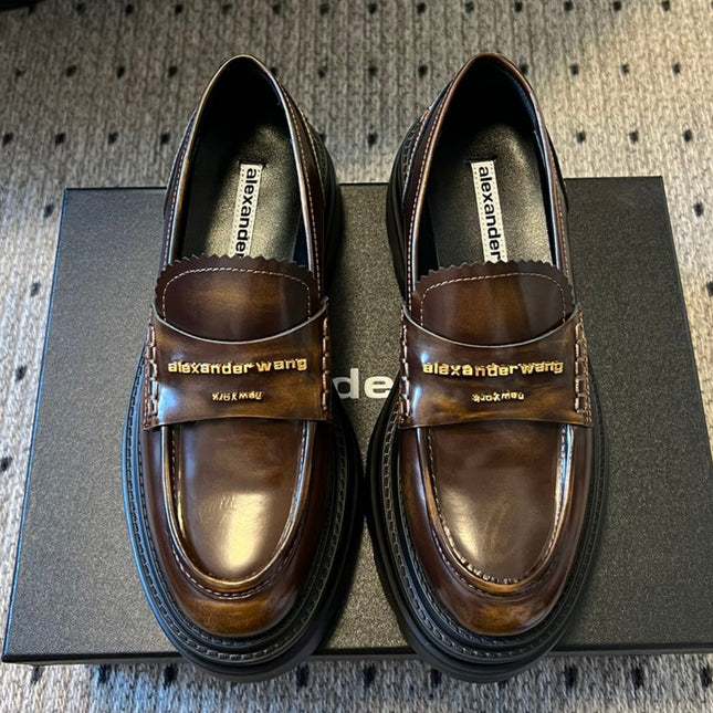 CARTER PLATFORM 75 MM LOAFER IN CHOCOLATE BROWN LAMBSKIN