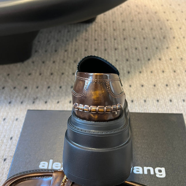 CARTER PLATFORM 75 MM LOAFER IN CHOCOLATE BROWN LAMBSKIN