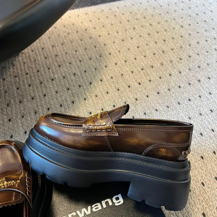 CARTER PLATFORM 75 MM LOAFER IN CHOCOLATE BROWN LAMBSKIN