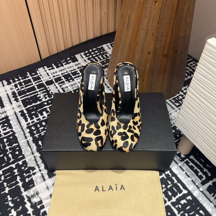 HIGH-HEEL 10 CM MULES IN CRYSLEOPARD PONY HAIR