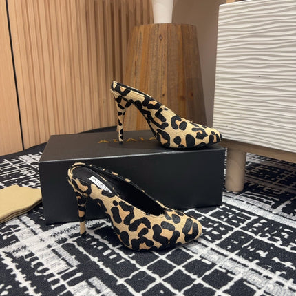 HIGH-HEEL 10 CM MULES IN CRYSLEOPARD PONY HAIR