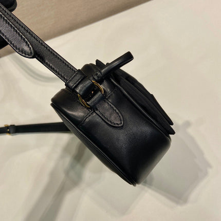 BOW BAG 18 IN BLACK RE-NYLON AND LAMBSKIN