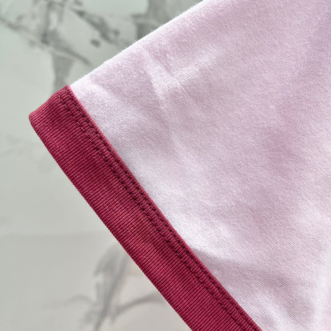 Gucci Embroidered Short Sleeves T-shirt Pink Cotton