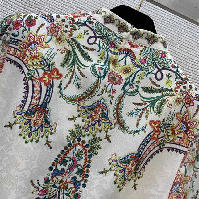 Zimmerman Midi Dress Beige Embroidered with Floral Patterns Cotton 226185