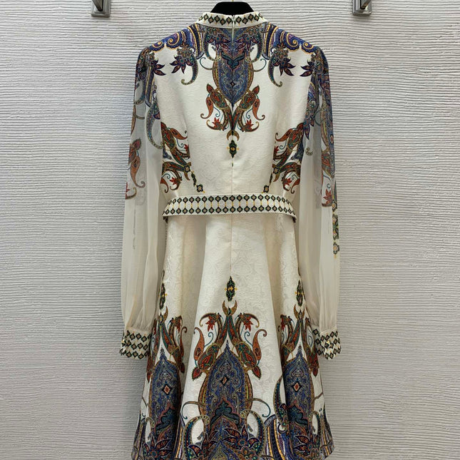 Zimmerman Midi Dress Beige Embroidered with Floral Patterns Cotton 226185