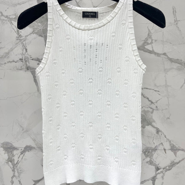 CC White Knitted Fabric Vest