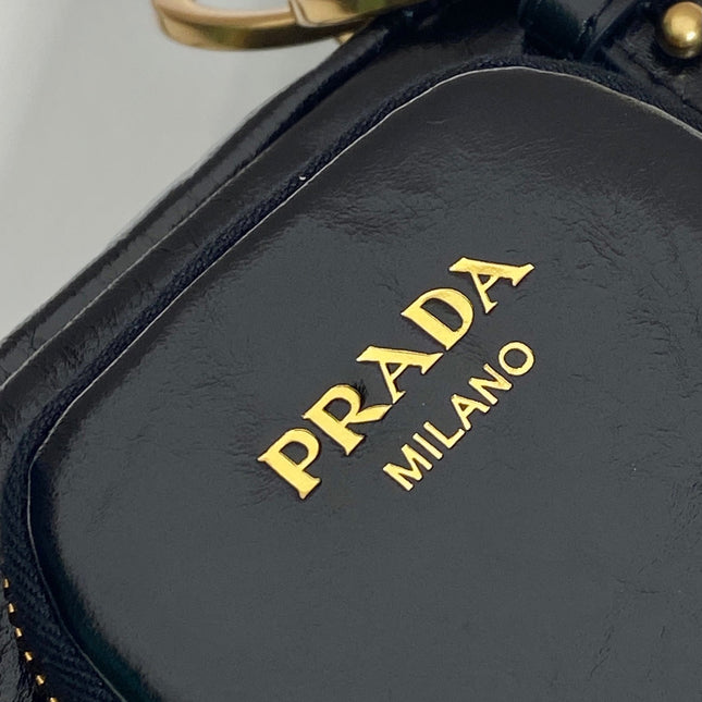 SMALL RECTANGULAR BAG 14 IN BLACK OIL WAX LAMBSKIN GOLD HARDWARE