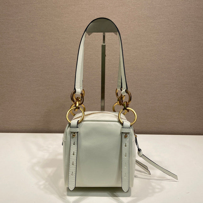 SMALL RECTANGULAR BAG 14 IN WHITE OIL WAX LAMBSKIN GOLD HARDWARE