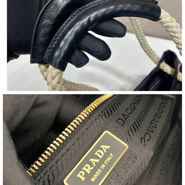 BUCKET BAG 28 IN BLACK RE-NYLON GOLD LOGO