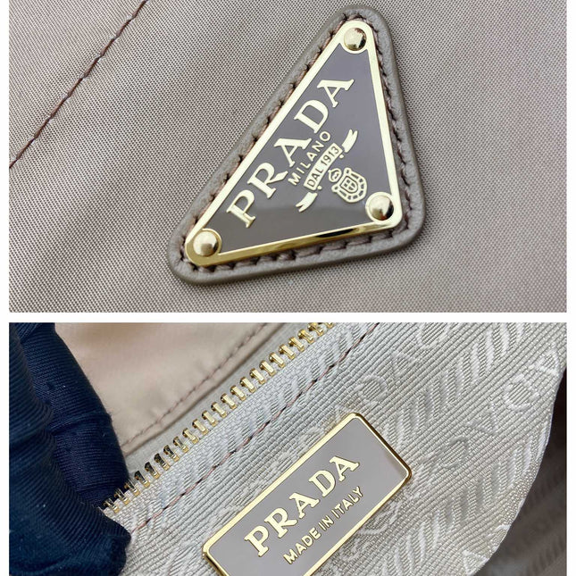 BUCKET BAG 28 IN BEIGE RE-NYLON GOLD LOGO