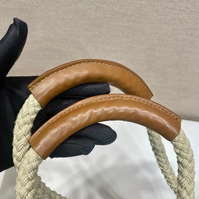 BUCKET BAG 28 IN SEPIA BROWN RE-NYLON GOLD LOGO