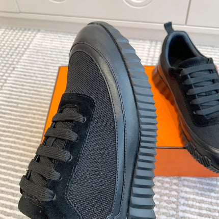 BOUNCING SNEAKER IN BLACK GRAPHIC MESH AND CALFSKIN