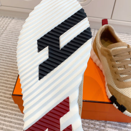 BOUNCING SNEAKER IN CIDER BROWN GRAPHIC MESH AND SUEDE