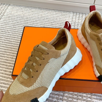 BOUNCING SNEAKER IN CIDER BROWN GRAPHIC MESH AND SUEDE