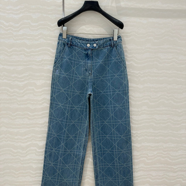 DIOR RETRO WASHED PLAID STRAIGHT-LEG JEANS