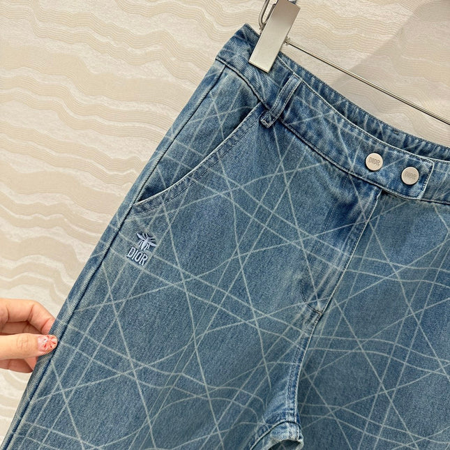 DIOR RETRO WASHED PLAID STRAIGHT-LEG JEANS