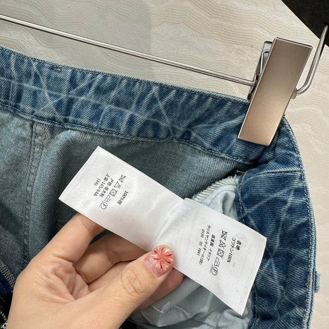 DIOR RETRO WASHED PLAID STRAIGHT-LEG JEANS