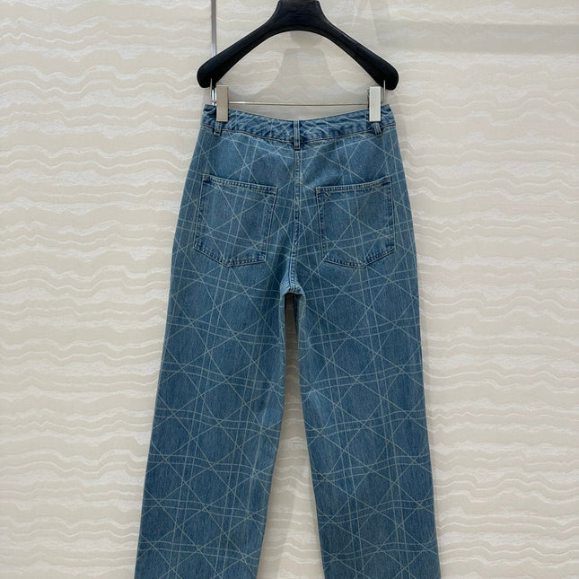 DIOR RETRO WASHED PLAID STRAIGHT-LEG JEANS