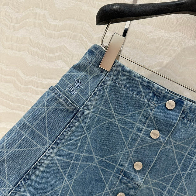 DIOR RETRO WASHED PLARETRO WASHED PLAID DENIM MINI SKIRT