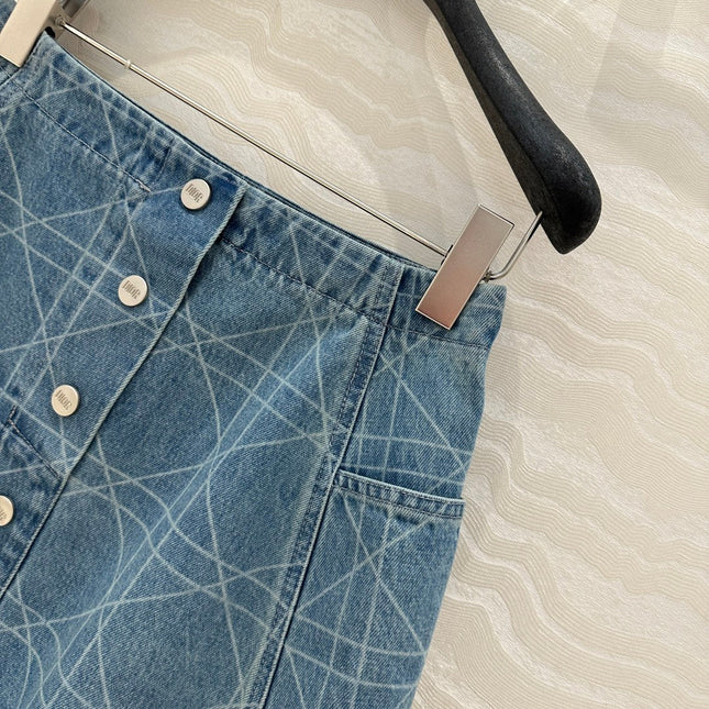 DIOR RETRO WASHED PLARETRO WASHED PLAID DENIM MINI SKIRT