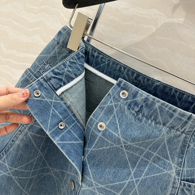 DIOR RETRO WASHED PLARETRO WASHED PLAID DENIM MINI SKIRT
