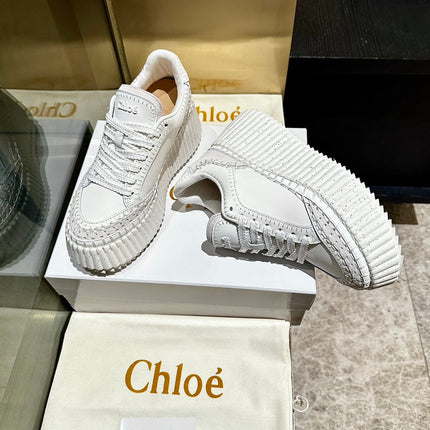 HAND-STITCHED DETAIL SNEAKERS IN WHITE CALFSKIN AND SUEDE