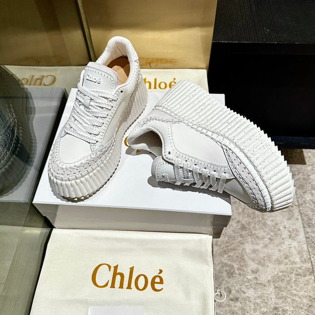 HAND-STITCHED DETAIL SNEAKERS IN WHITE CALFSKIN AND SUEDE